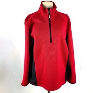 Izod Perform X Golf Henley L Pullover Red Fleece Inside 1/4 Zip Christmas Gift